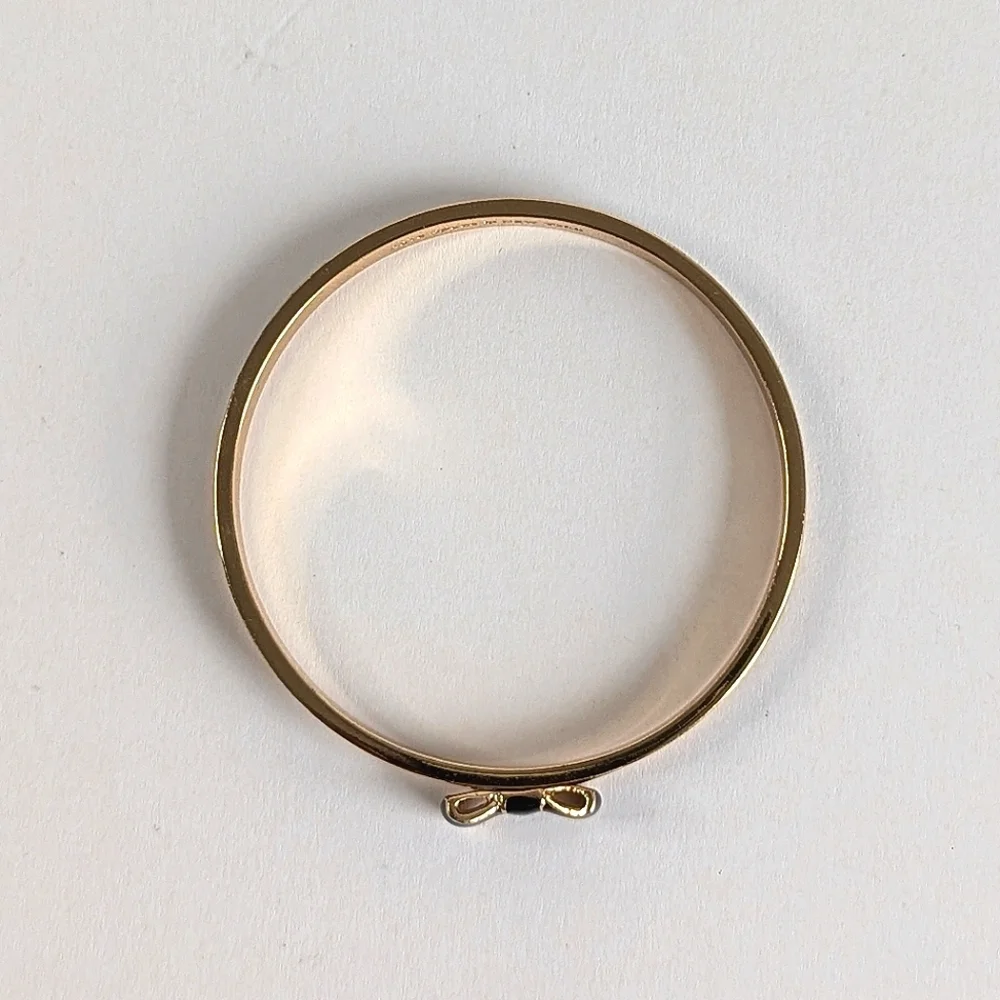 kate spade Black and Gold Enamel Bow Bangle Bracelet